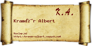 Kramár Albert névjegykártya